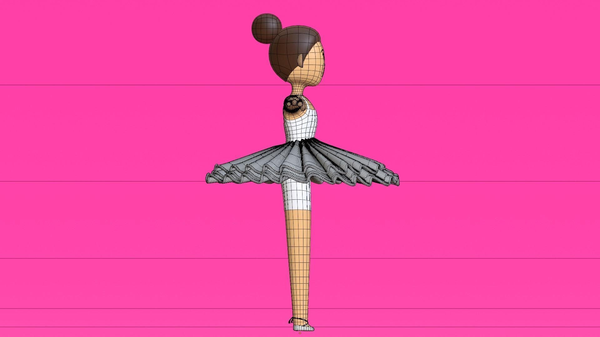 Minimal Ballet dancer 3D Cartoon Character 3D model_26