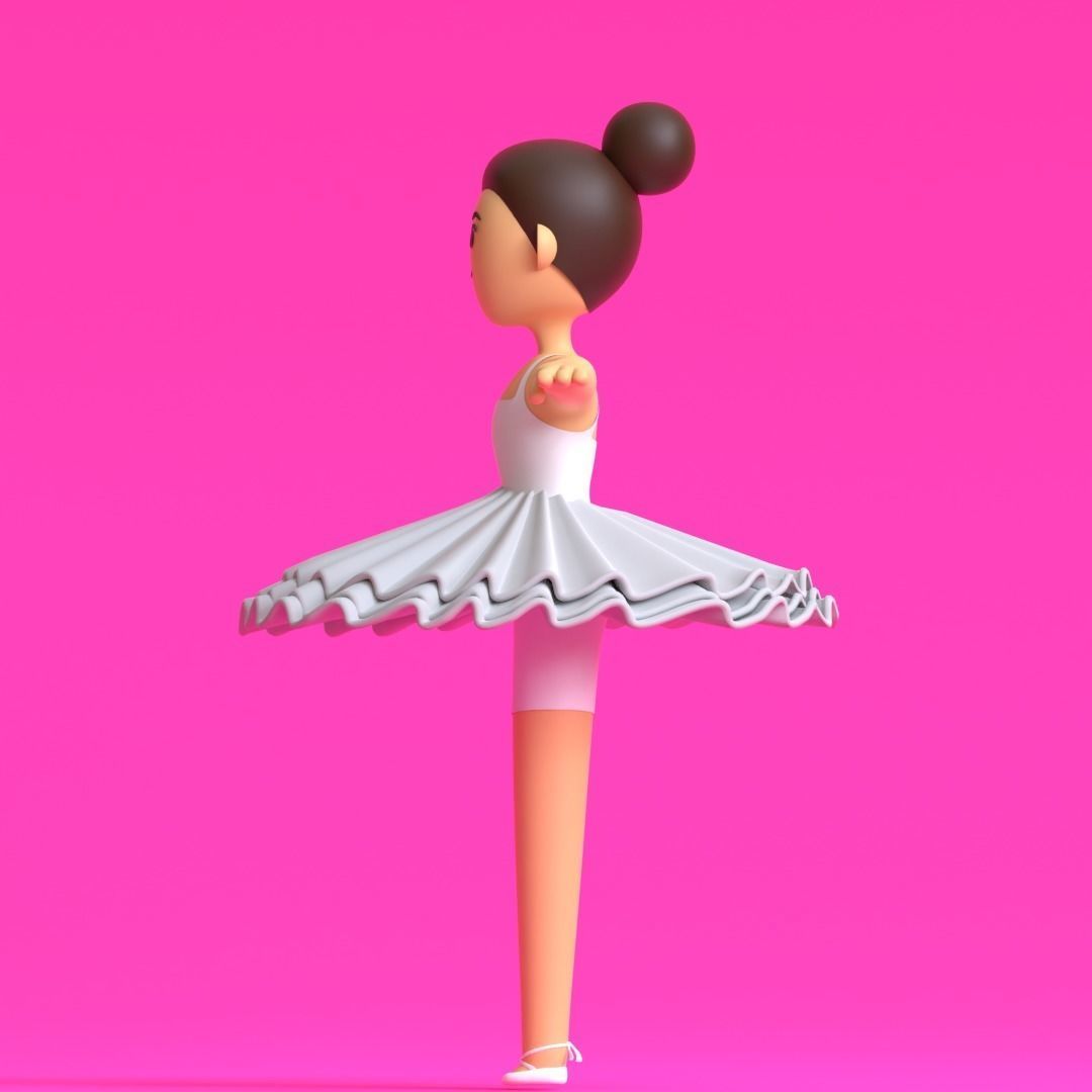 Minimal Ballet dancer 3D Cartoon Character 3D model_32