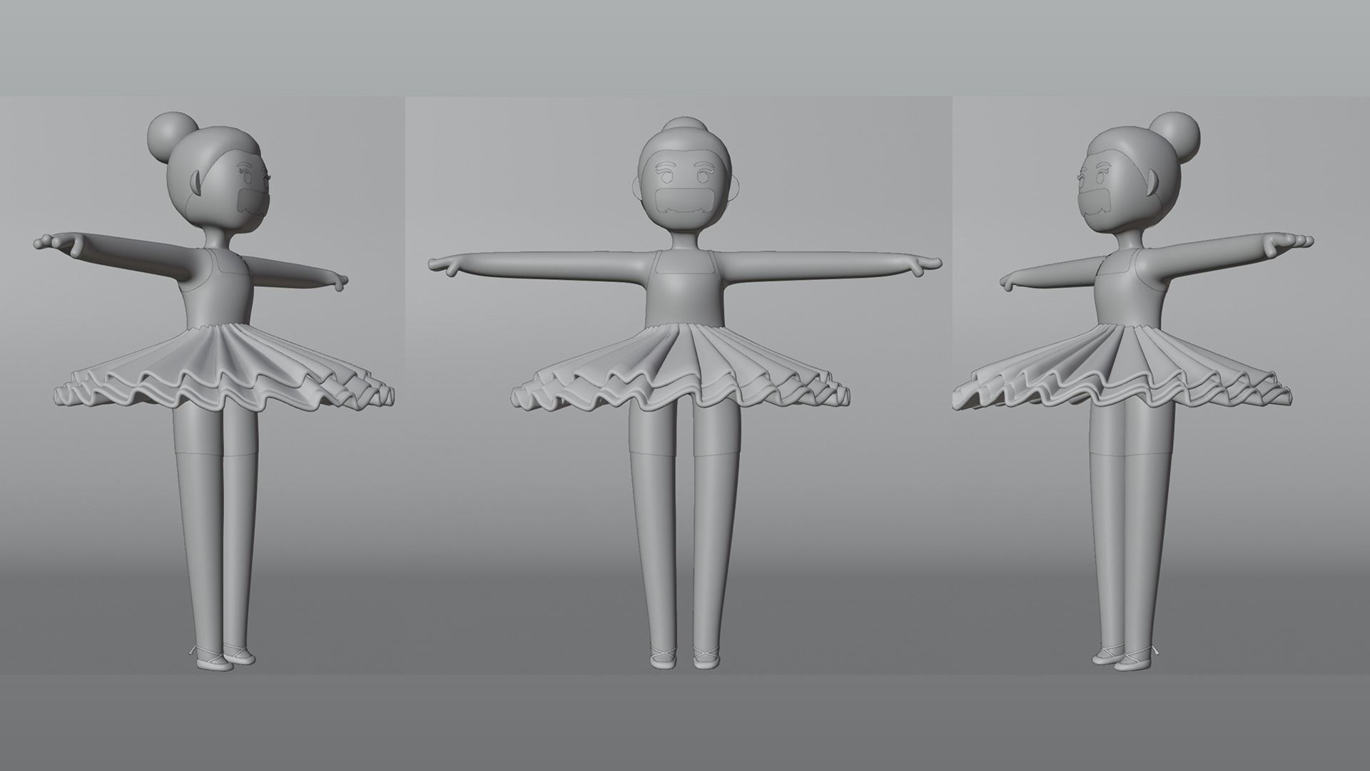 Minimal Ballet dancer 3D Cartoon Character 3D model_8