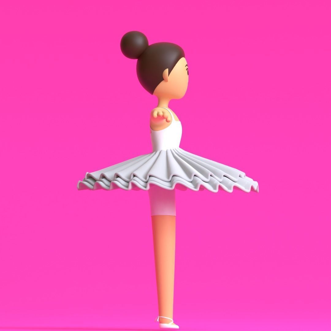Minimal Ballet dancer 3D Cartoon Character 3D model_30