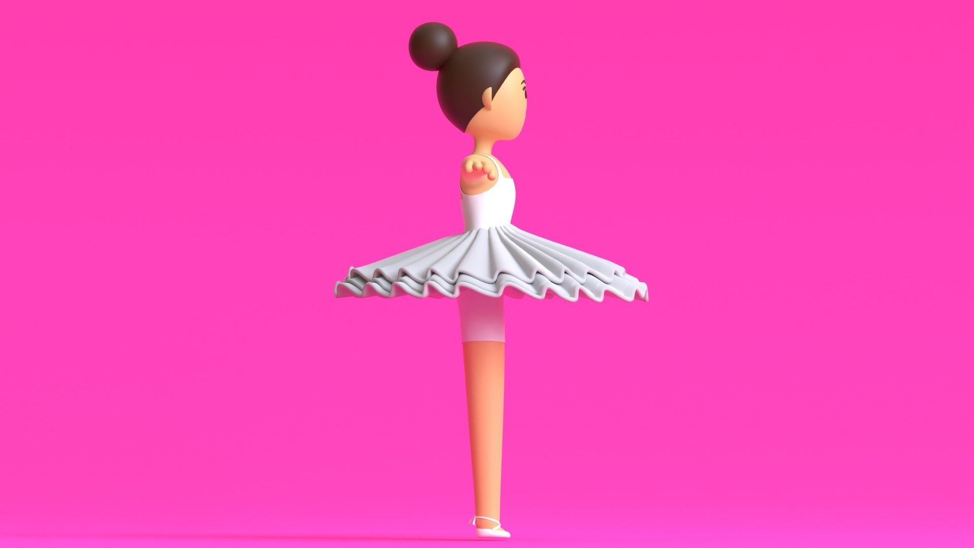 Minimal Ballet dancer 3D Cartoon Character 3D model_10