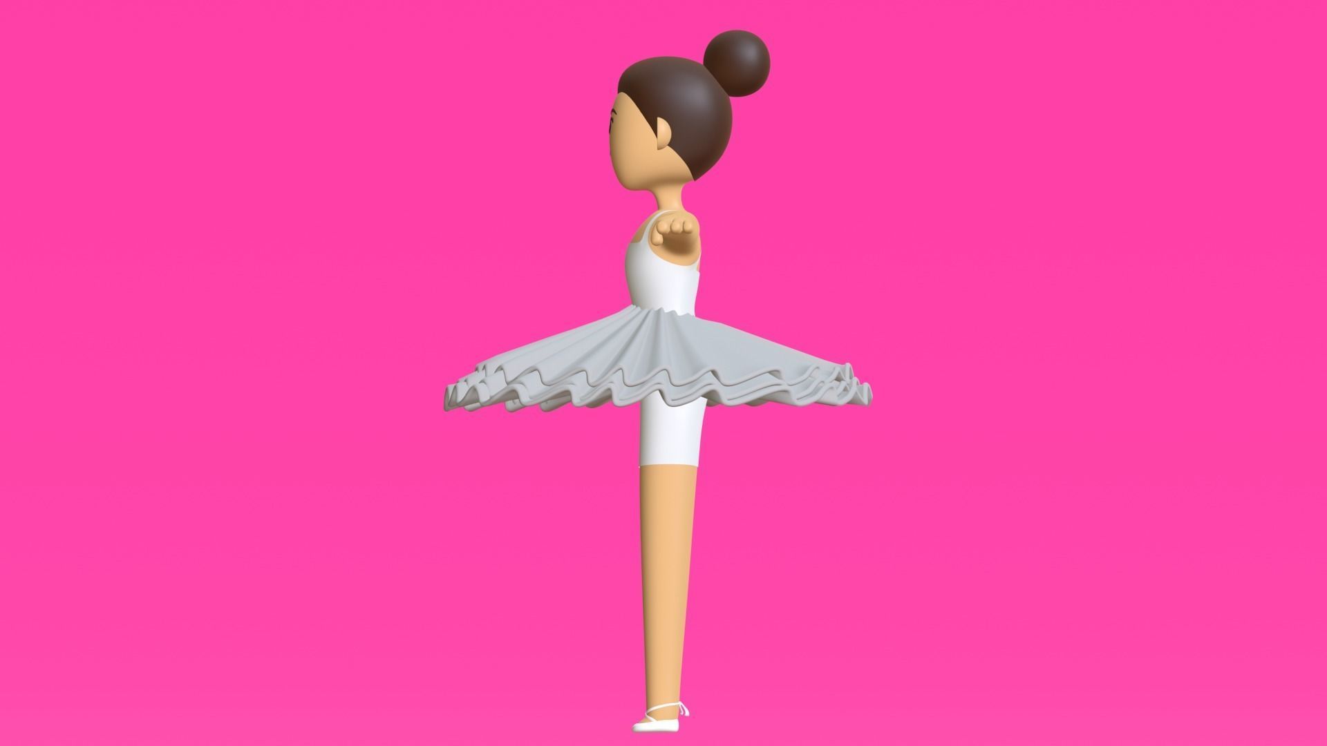 Minimal Ballet dancer 3D Cartoon Character 3D model_16