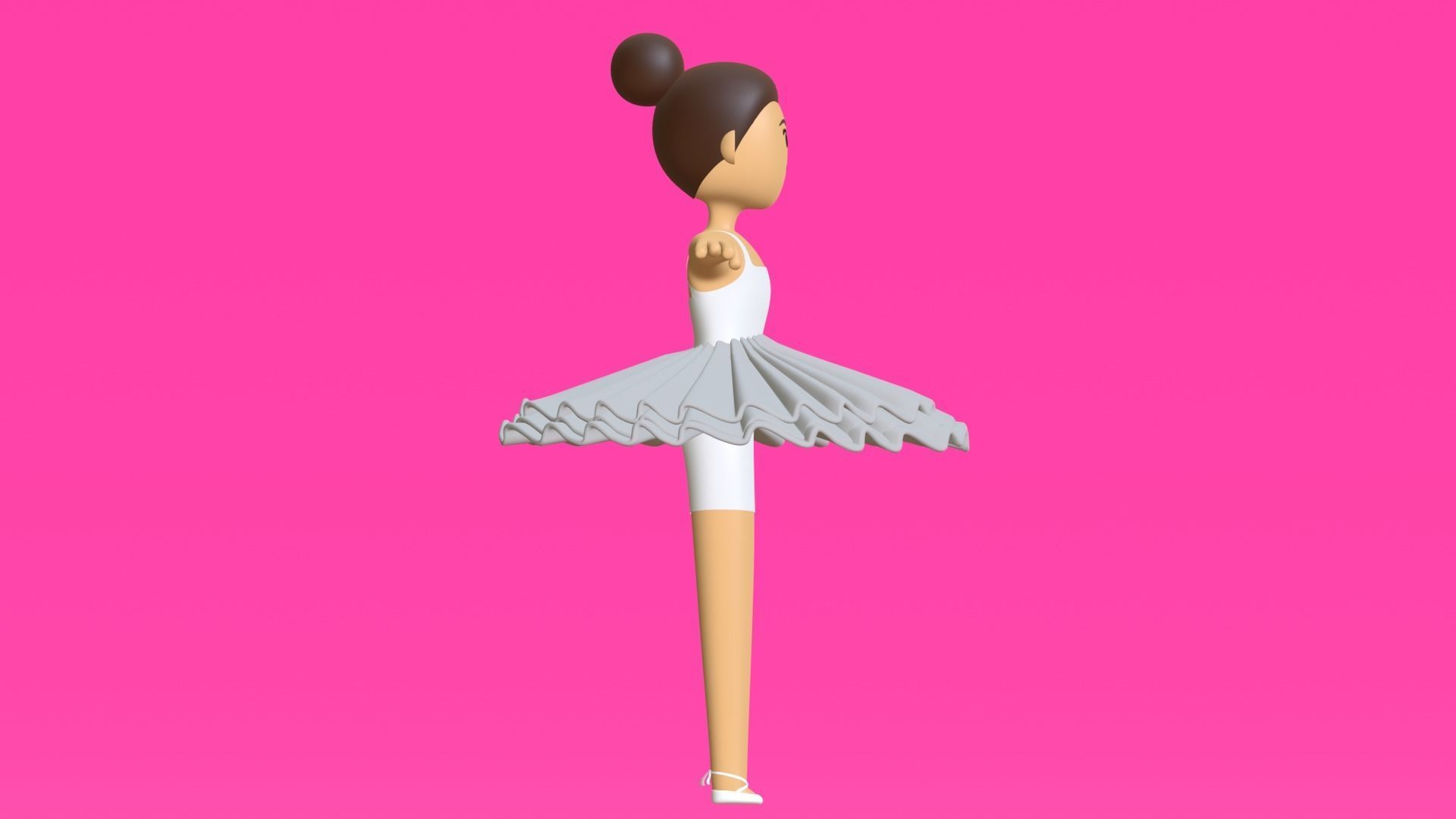 Minimal Ballet dancer 3D Cartoon Character 3D model_14