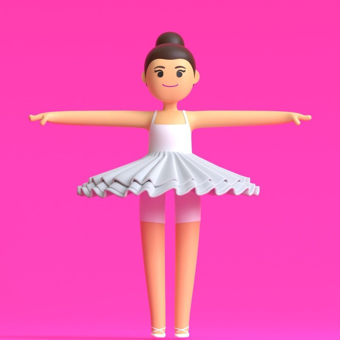 Minimal Ballet dancer 3D Cartoon Character 3D model_29
