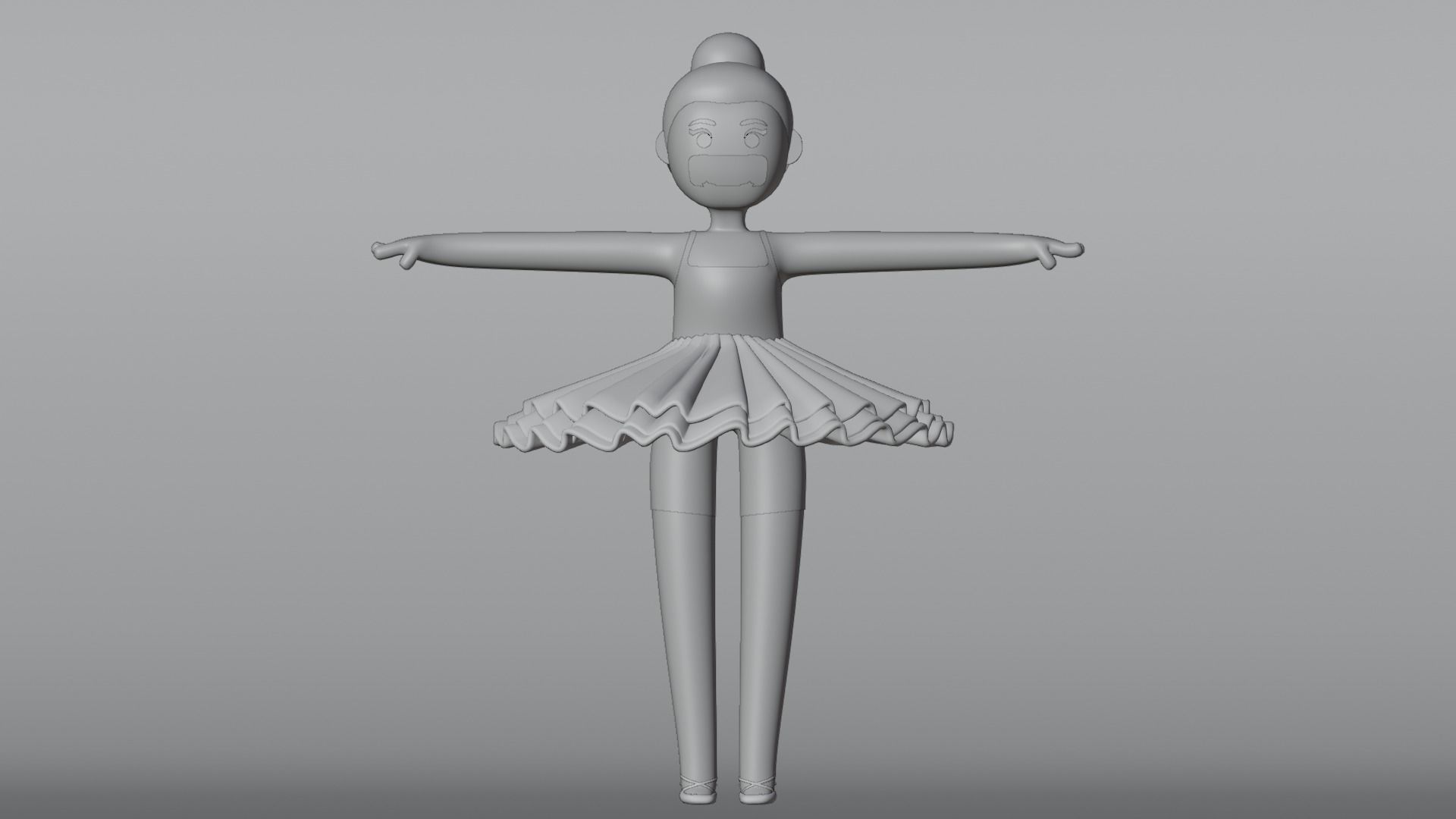 Minimal Ballet dancer 3D Cartoon Character 3D model_17