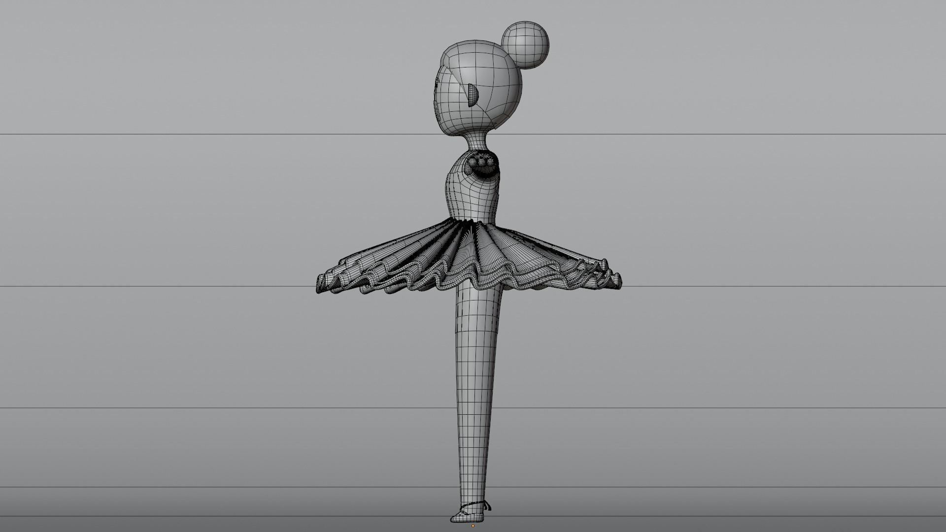 Minimal Ballet dancer 3D Cartoon Character 3D model_24