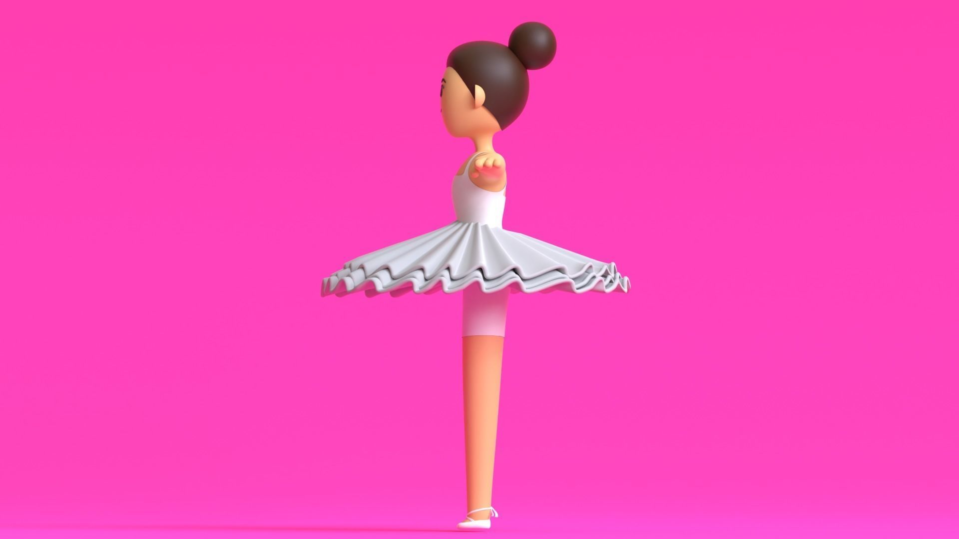 Minimal Ballet dancer 3D Cartoon Character 3D model_12