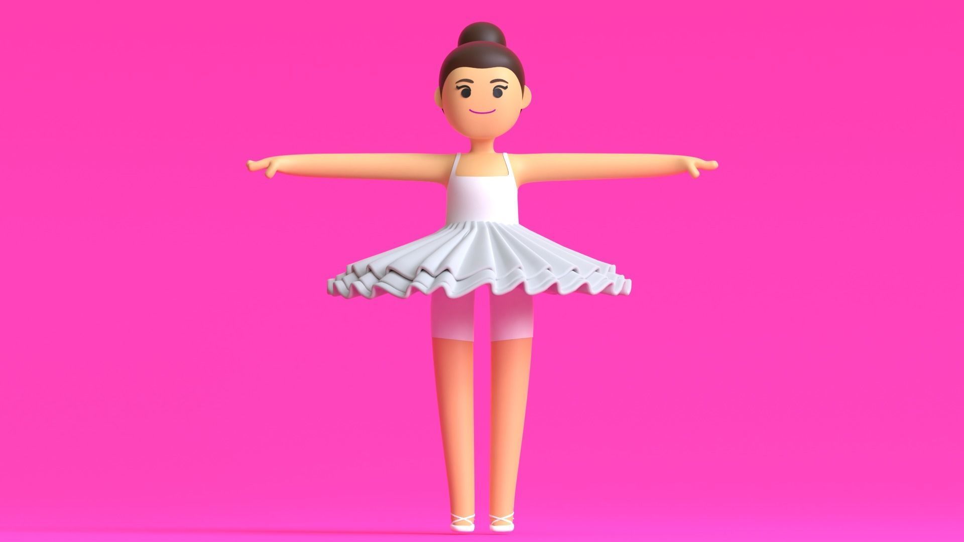 Minimal Ballet dancer 3D Cartoon Character 3D model_9