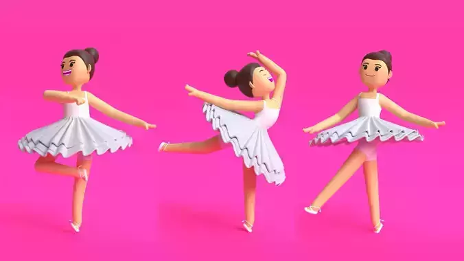 Minimal Ballet dancer 3D Cartoon Character