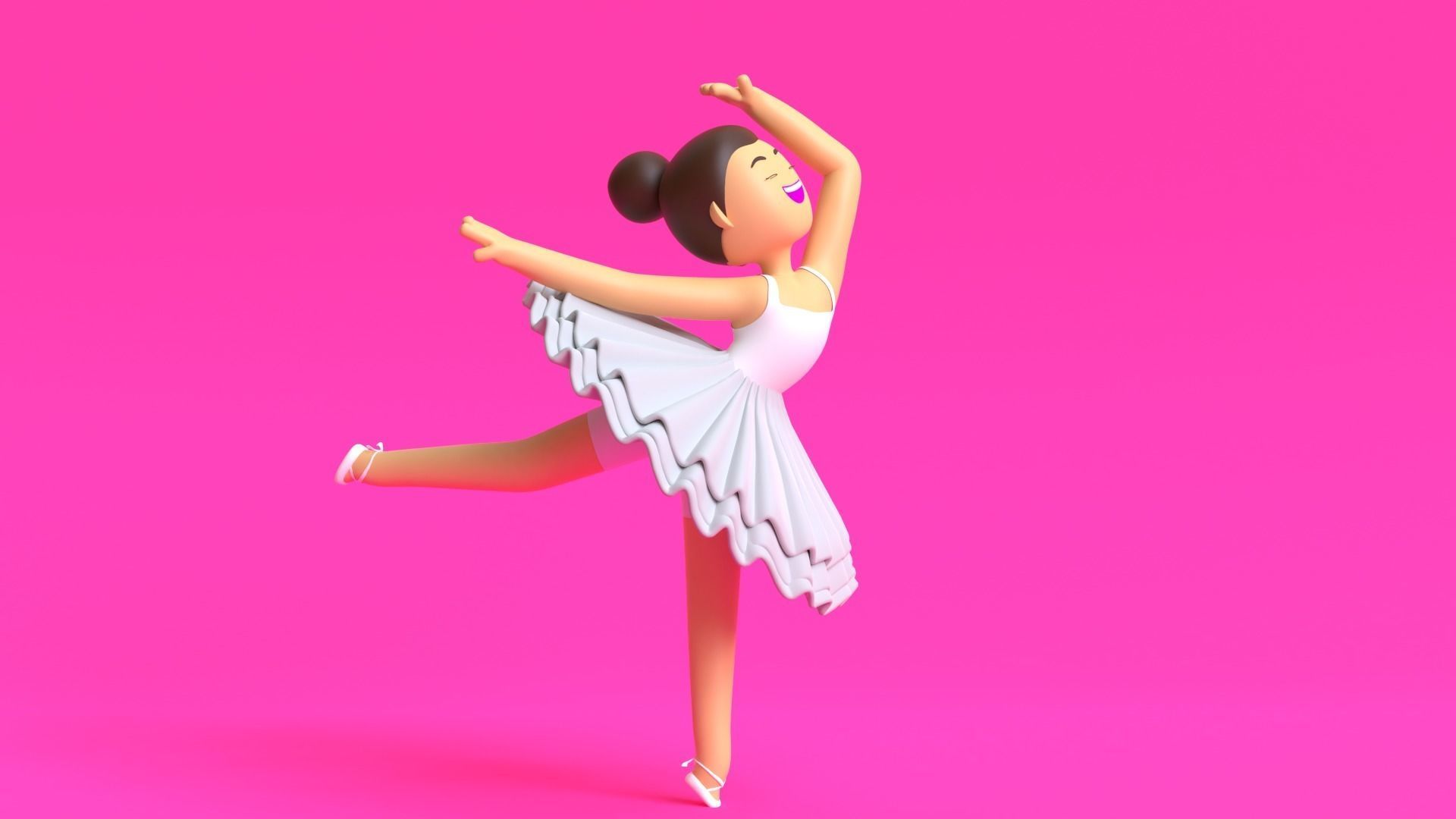 Minimal Ballet dancer 3D Cartoon Character 3D model_3