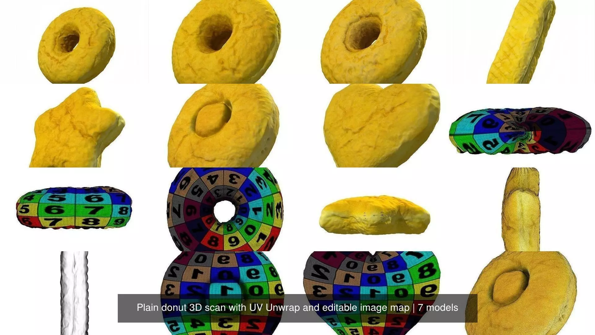 Plain donut 3D scan with UV Unwrap and editable image map 3D Model Collection_0