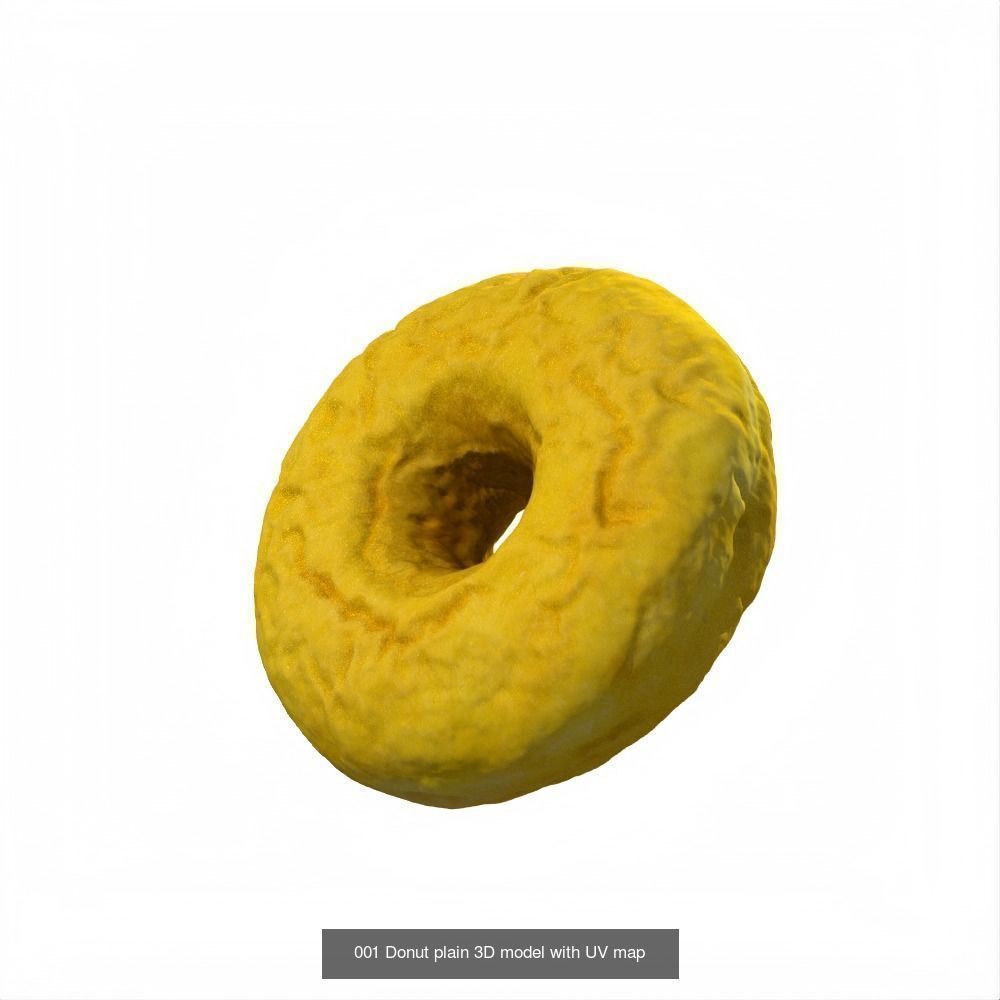 Plain donut 3D scan with UV Unwrap and editable image map 3D Model Collection_8