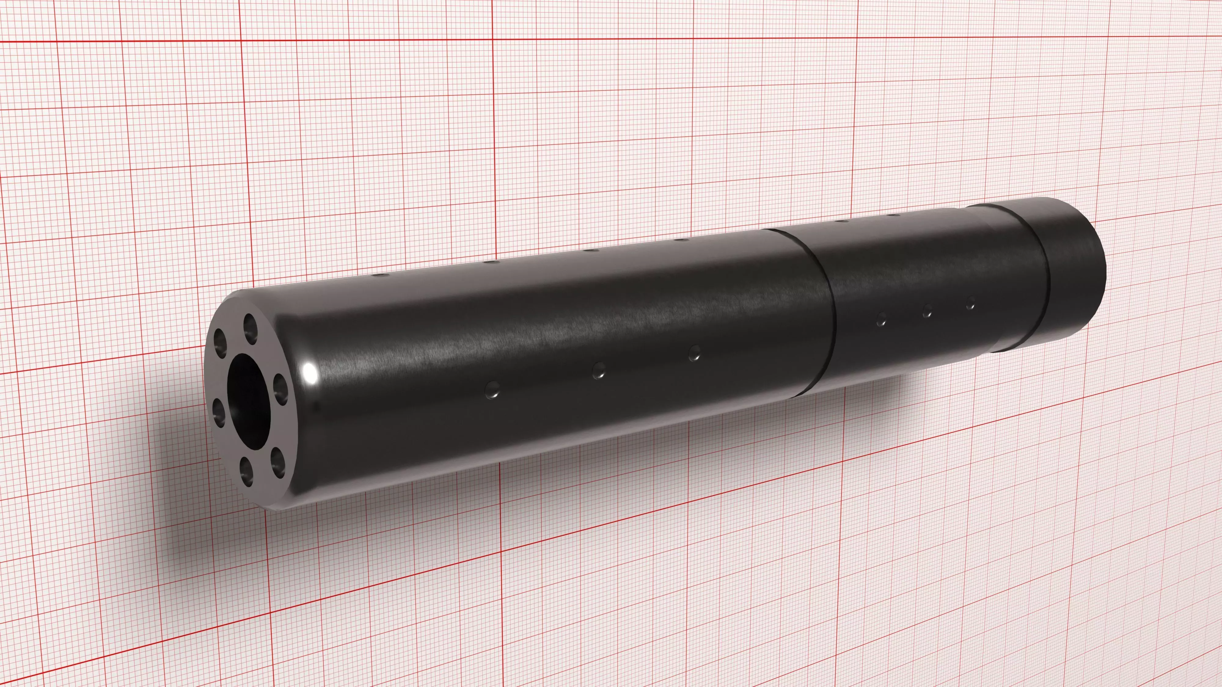 3D model Airsoft silencer 196x32 adapted to 22LR with Z-baffles VR