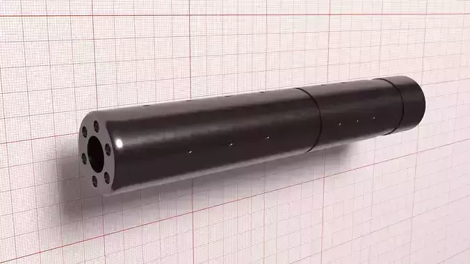 Airsoft silencer 196x32 adapted to 22LR with Z-baffles