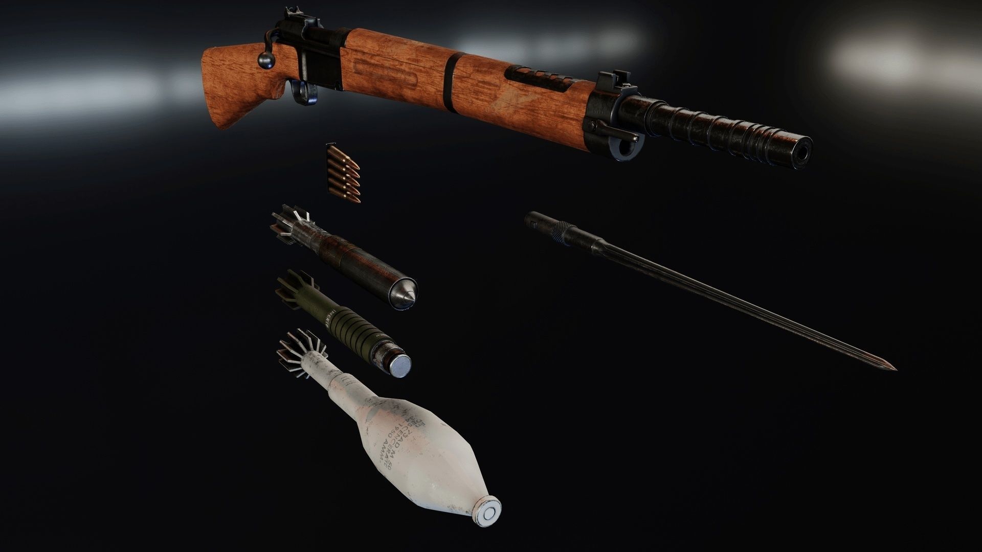 MAS 36 51 with grenade launcher Low-poly 3D model_7