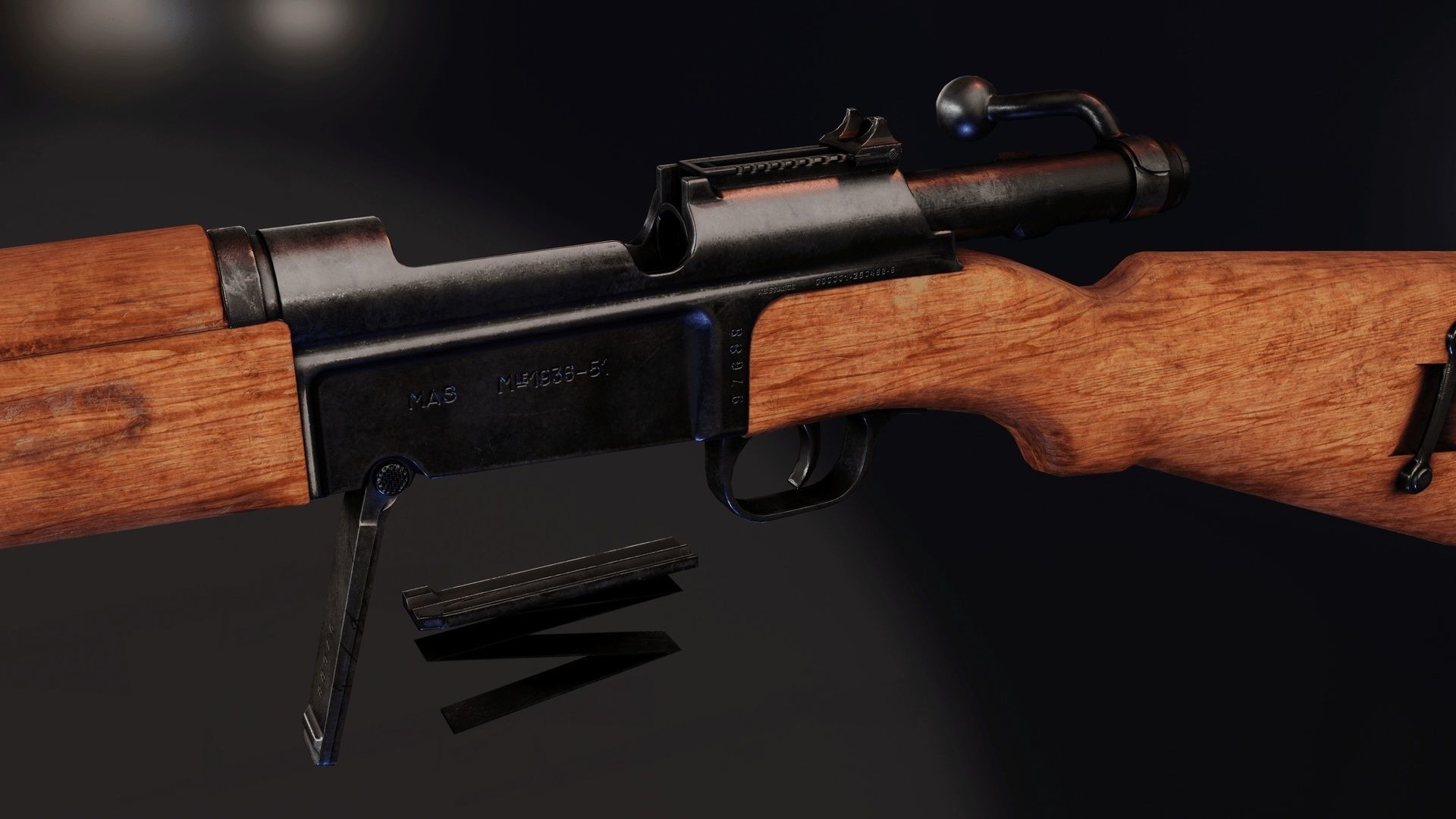 MAS 36 51 with grenade launcher Low-poly 3D model_5