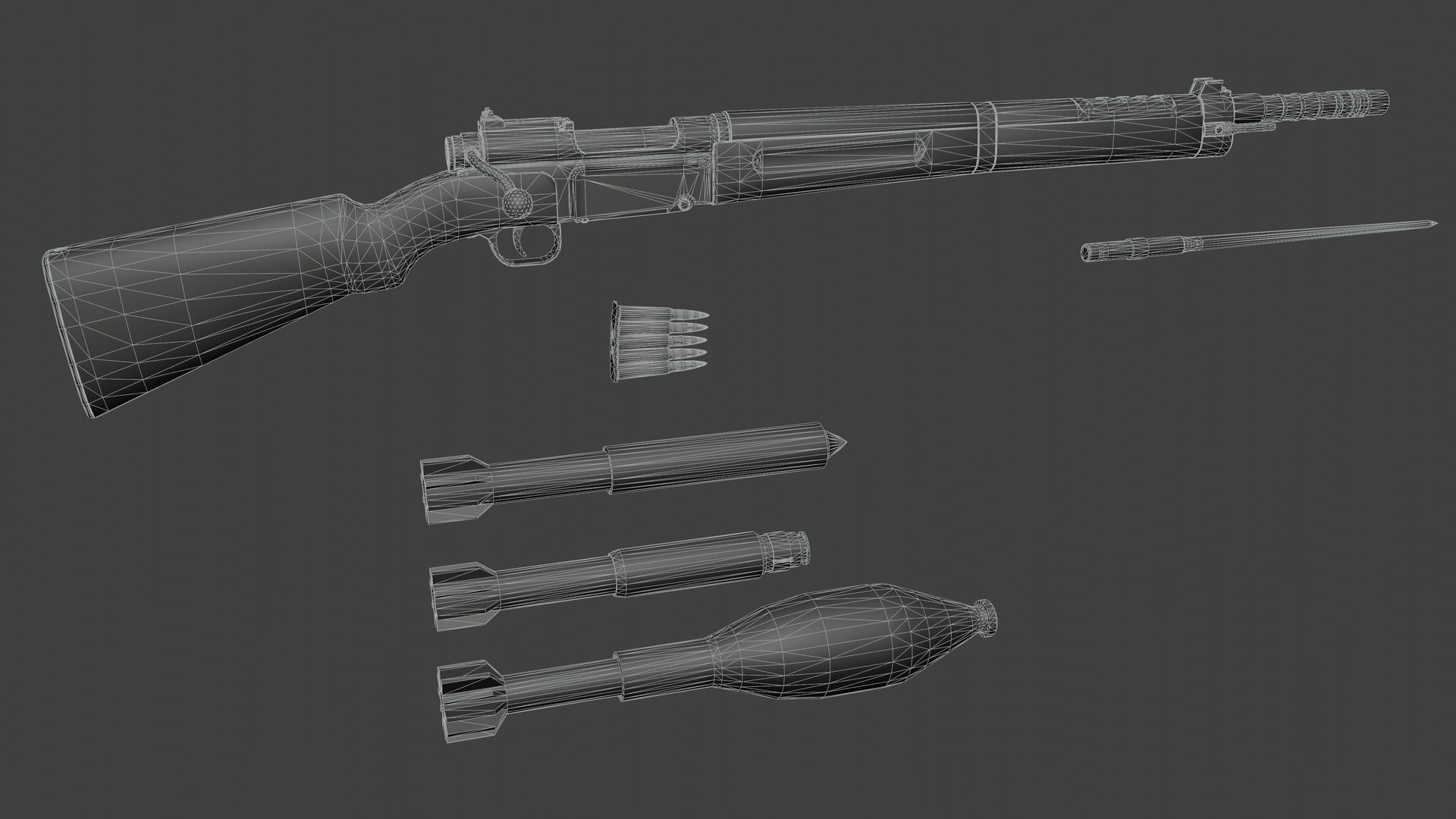 MAS 36 51 with grenade launcher Low-poly 3D model_8