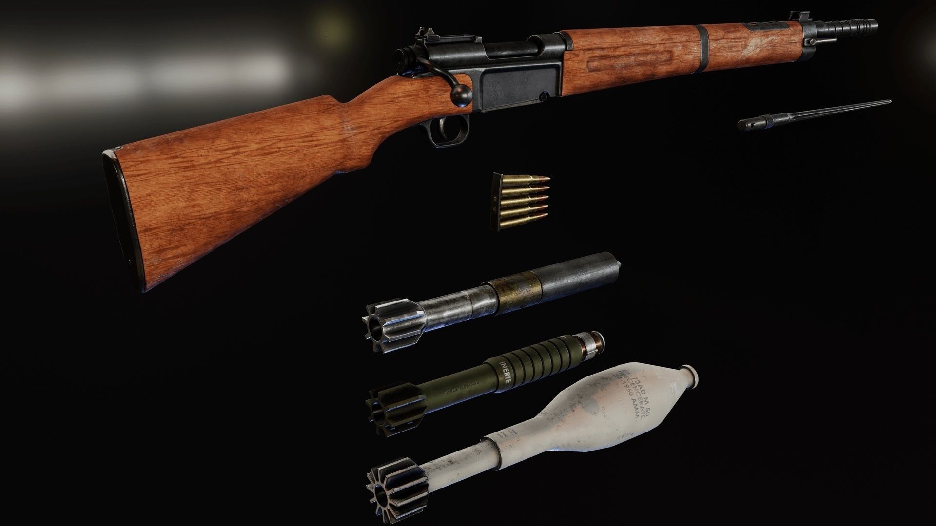 MAS 36 51 with grenade launcher Low-poly 3D model_6