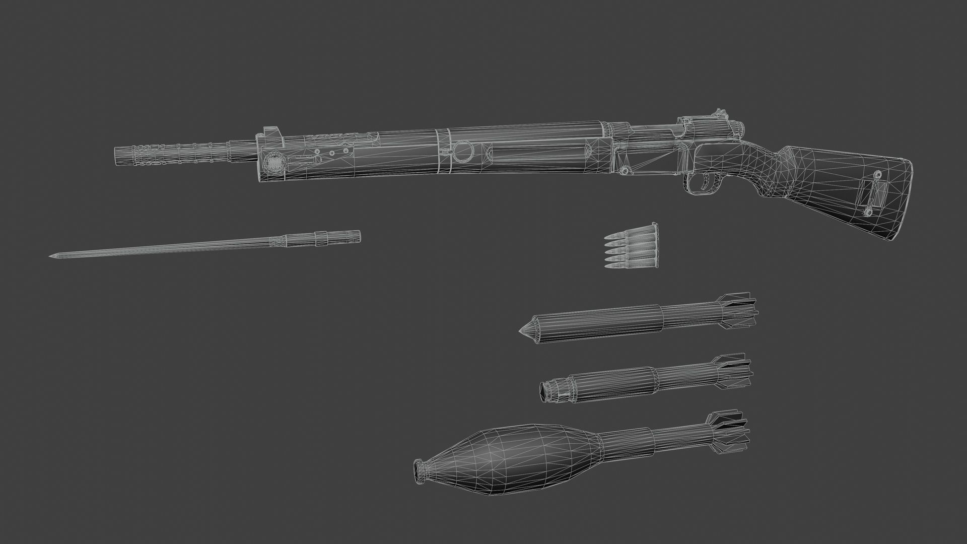 MAS 36 51 with grenade launcher Low-poly 3D model_9