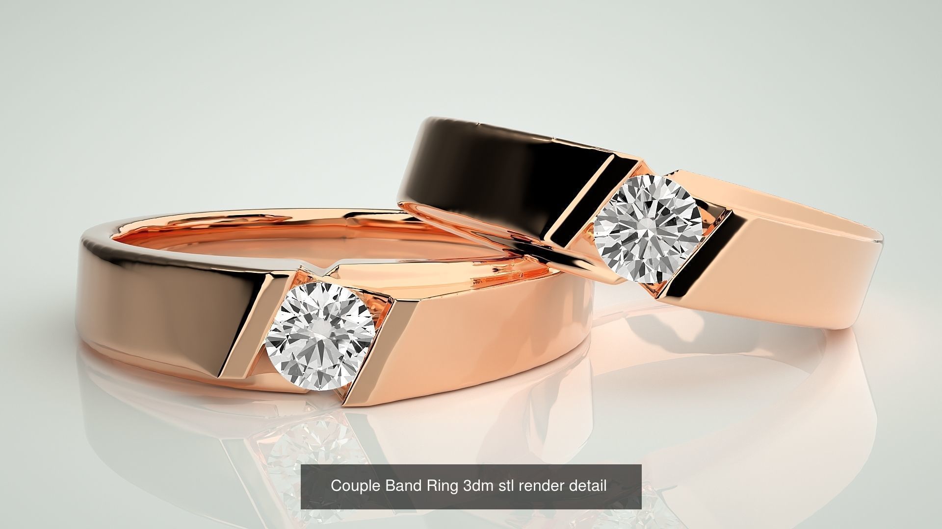 300 Couple Band Ring 3dm stl render detail Part-1 3D Model Collection_130