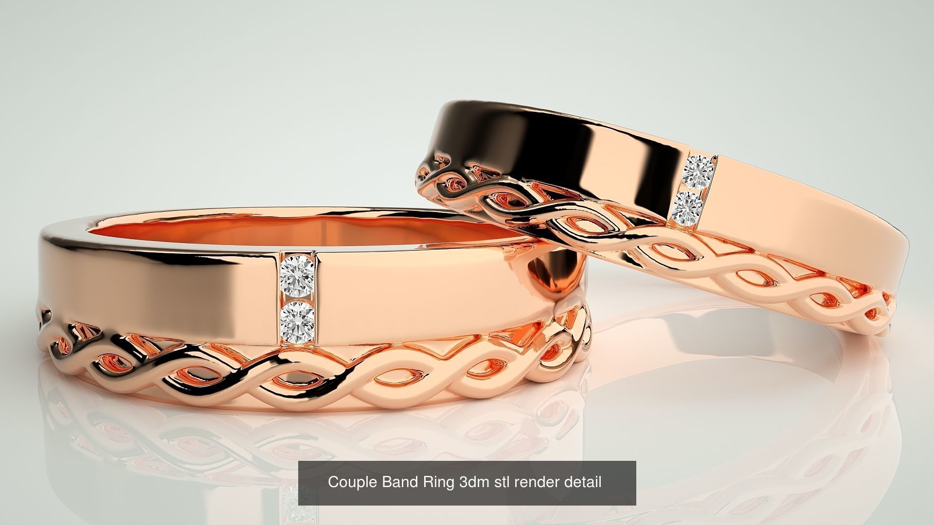 300 Couple Band Ring 3dm stl render detail Part-1 3D Model Collection_132