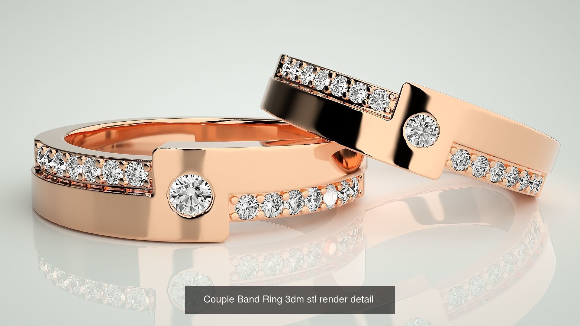 300 Couple Band Ring 3dm stl render detail Part-1 3D Model Collection_81