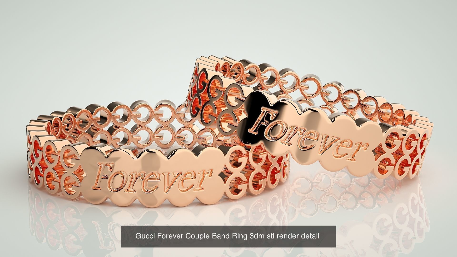 300 Couple Band Ring 3dm stl render detail Part-1 3D Model Collection_65