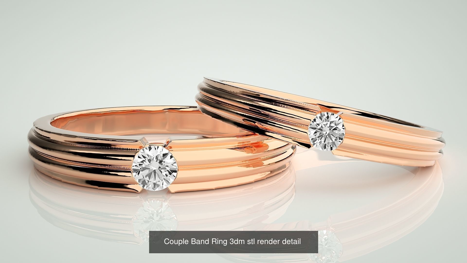 300 Couple Band Ring 3dm stl render detail Part-1 3D Model Collection_128