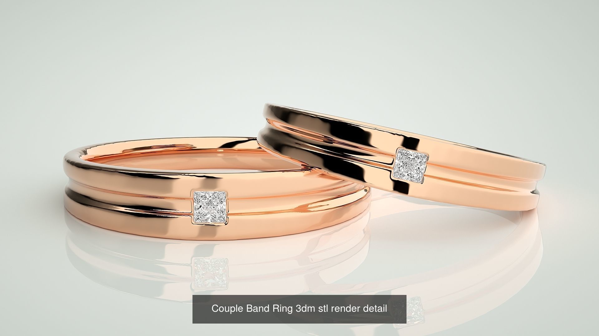 300 Couple Band Ring 3dm stl render detail Part-1 3D Model Collection_168