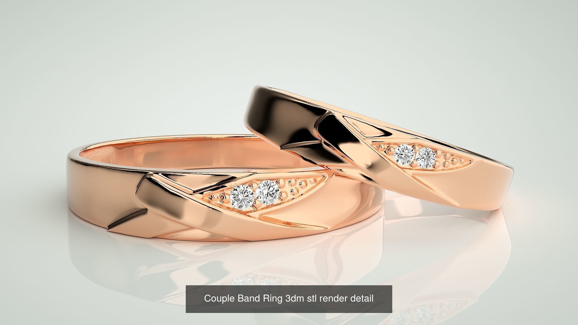 300 Couple Band Ring 3dm stl render detail Part-1 3D Model Collection_50