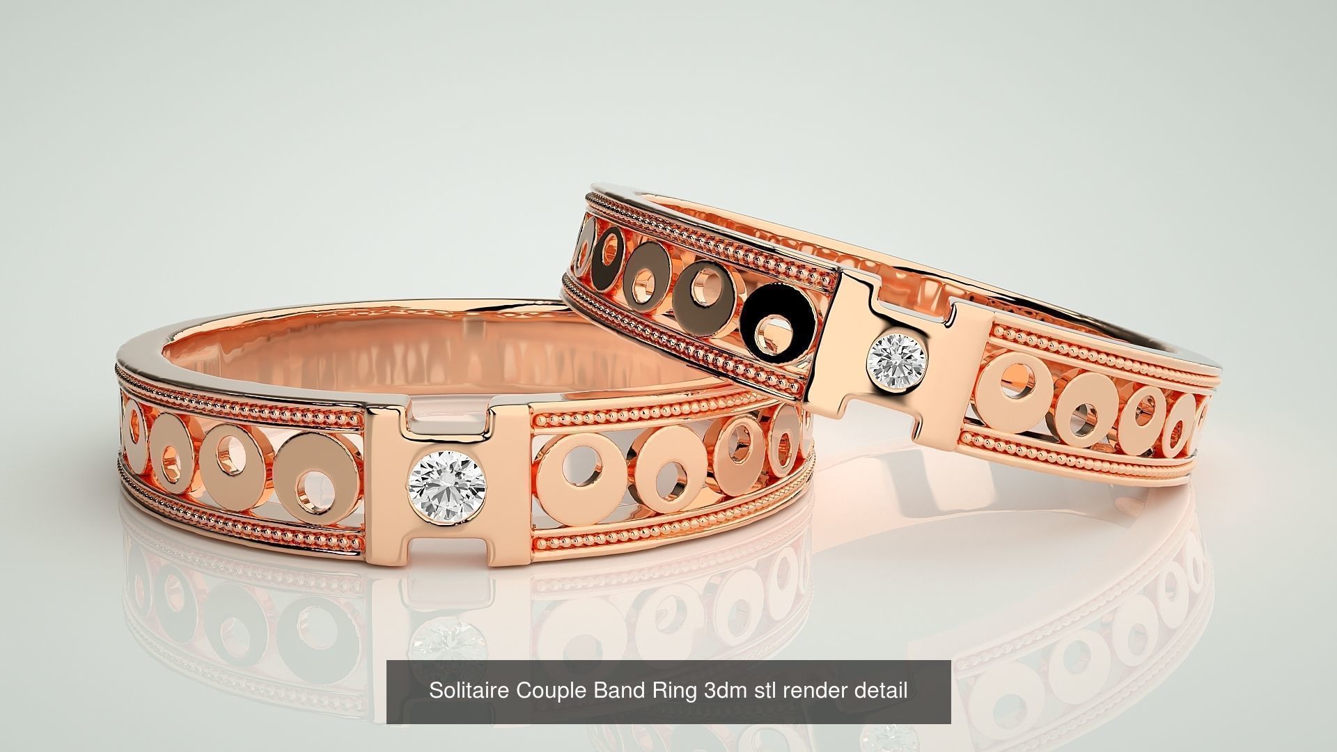 300 Couple Band Ring 3dm stl render detail Part-1 3D Model Collection_28