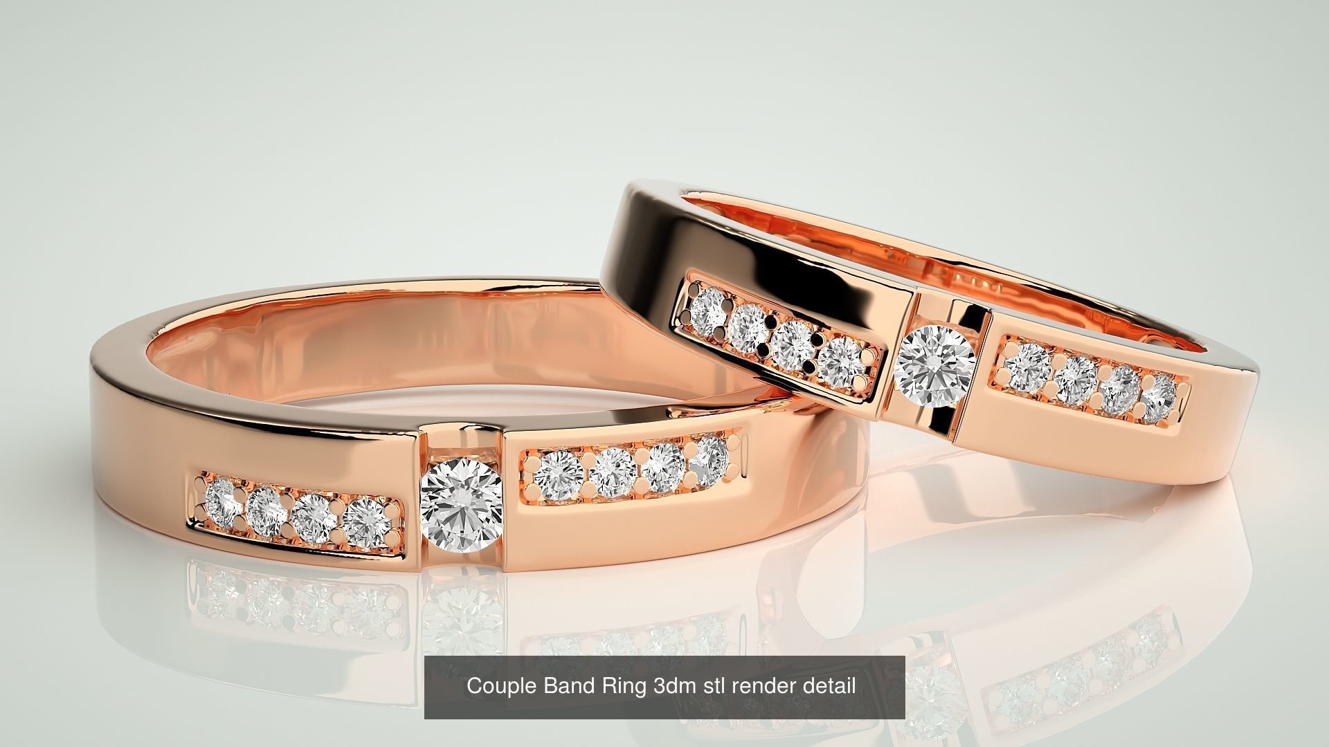 300 Couple Band Ring 3dm stl render detail Part-1 3D Model Collection_86