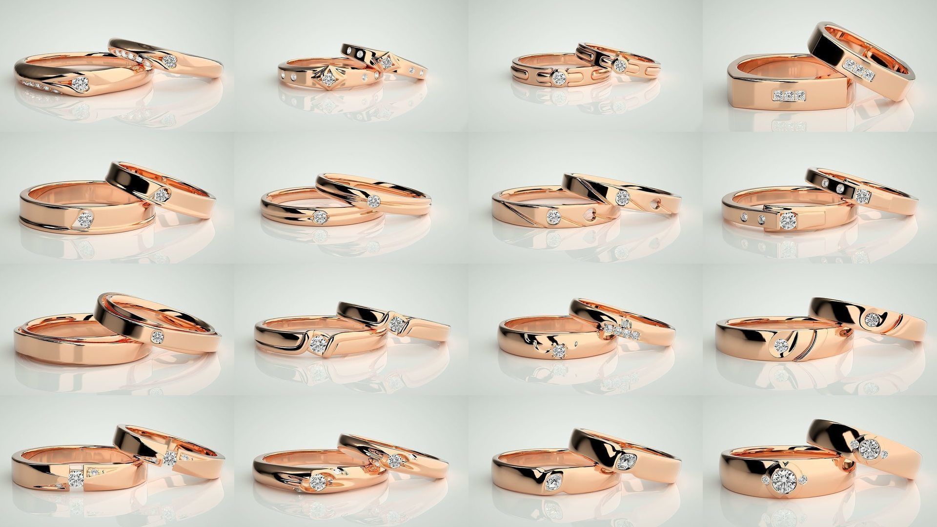 300 Couple Band Ring 3dm stl render detail Part-1 3D Model Collection_7