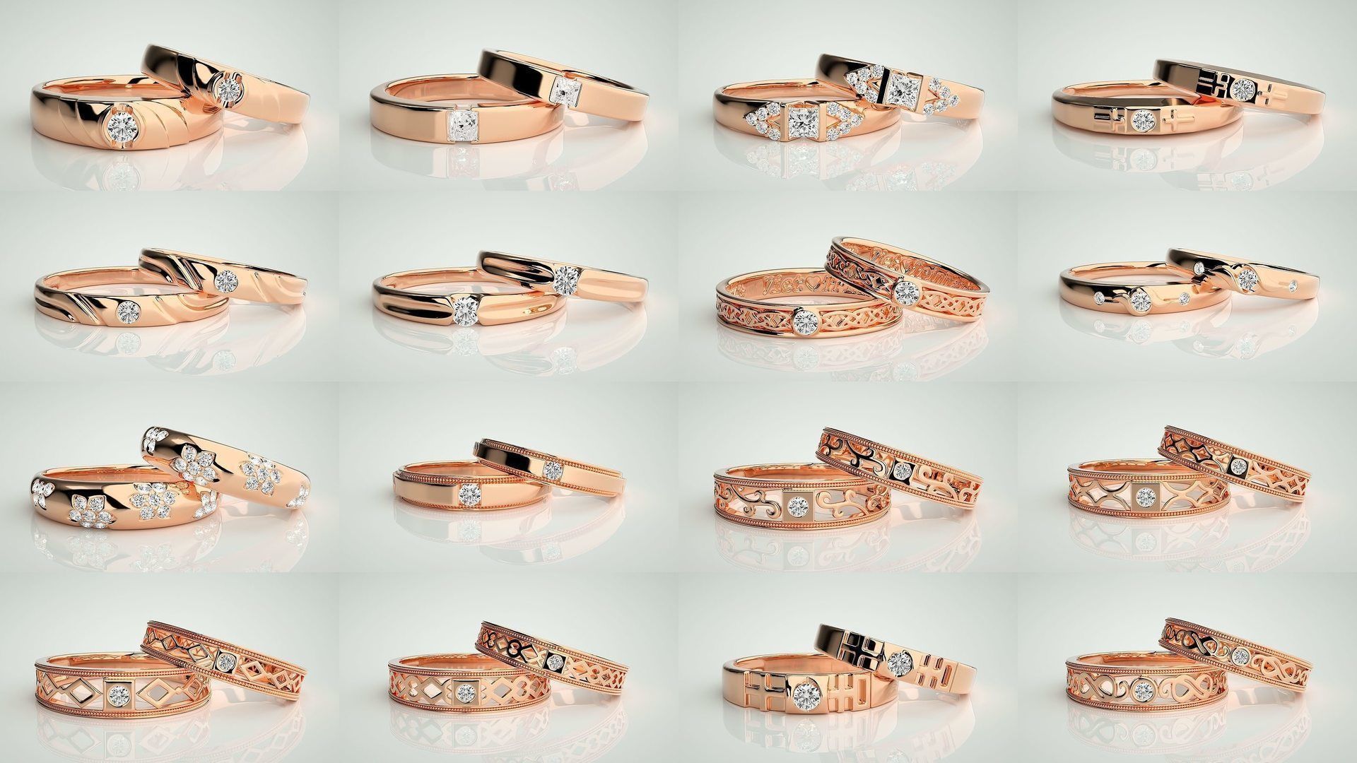 300 Couple Band Ring 3dm stl render detail Part-1 3D Model Collection_13