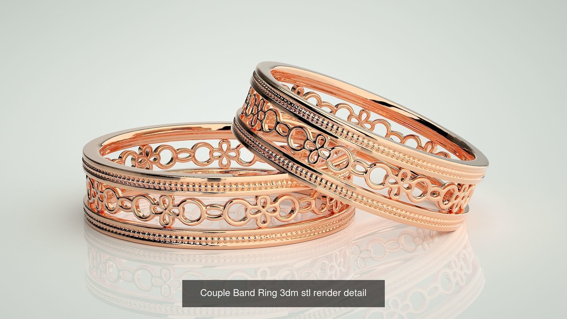 300 Couple Band Ring 3dm stl render detail Part-1 3D Model Collection_153
