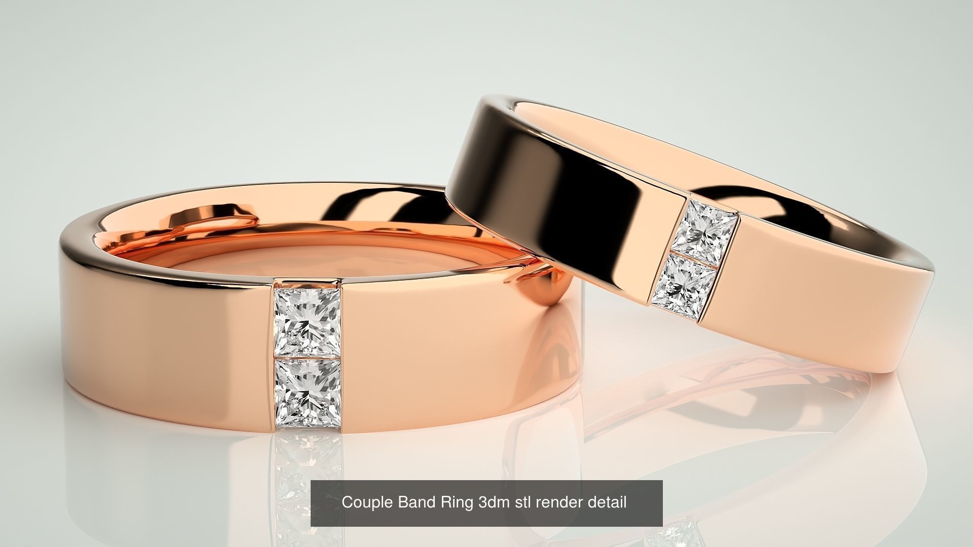 300 Couple Band Ring 3dm stl render detail Part-1 3D Model Collection_110