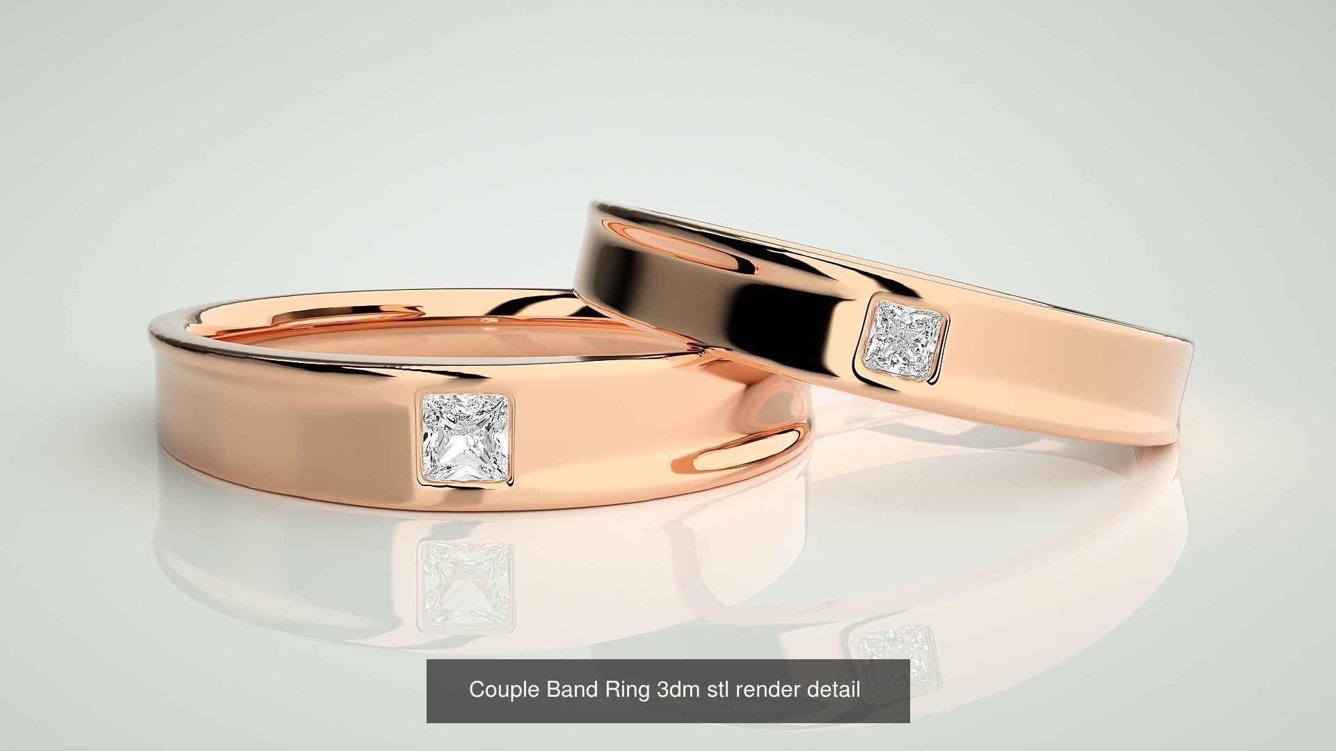 300 Couple Band Ring 3dm stl render detail Part-1 3D Model Collection_157