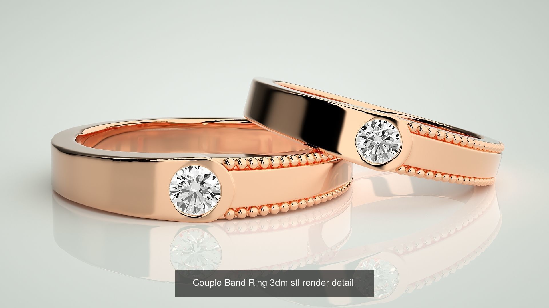 300 Couple Band Ring 3dm stl render detail Part-1 3D Model Collection_116