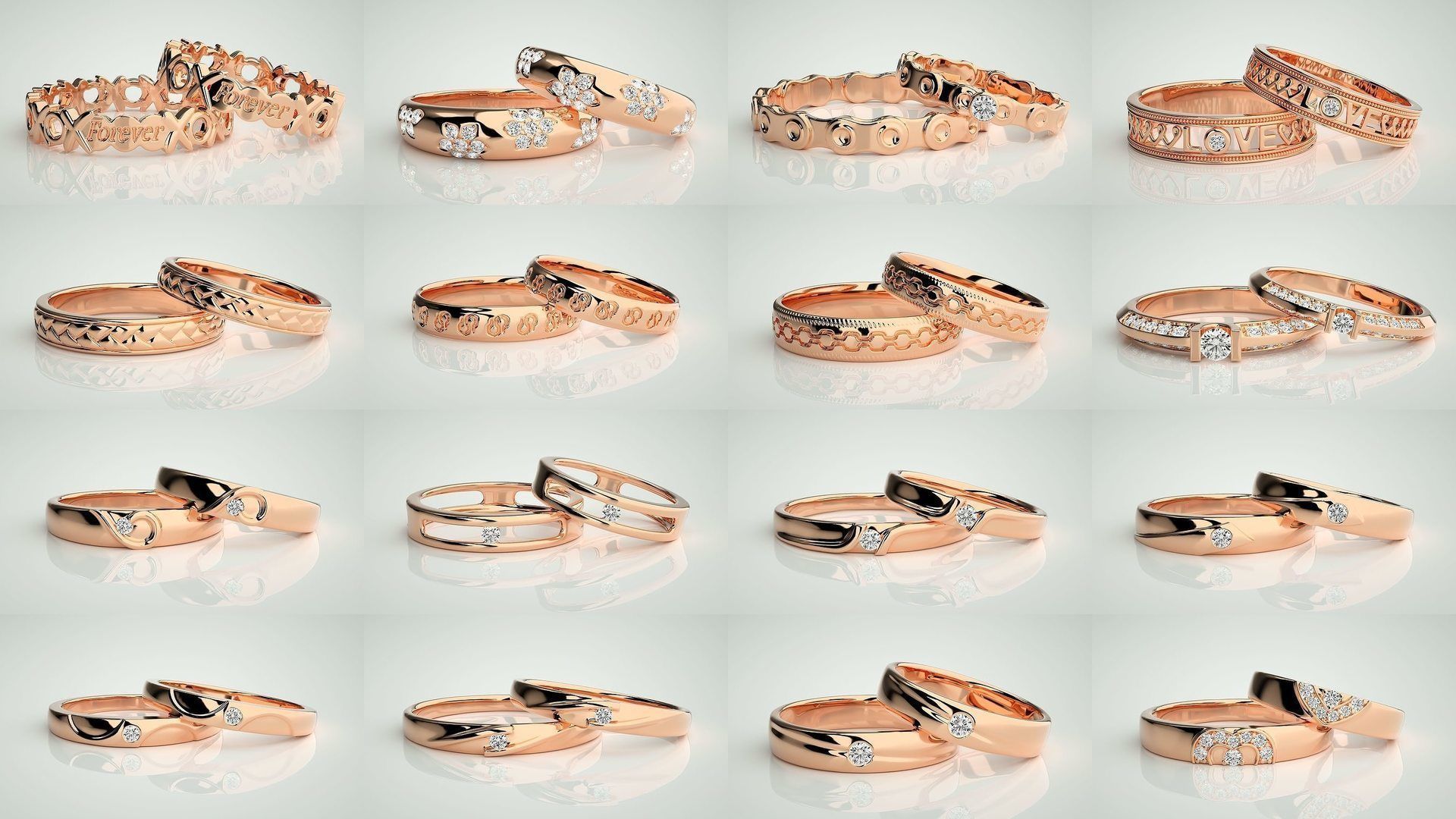 300 Couple Band Ring 3dm stl render detail Part-1 3D Model Collection_12