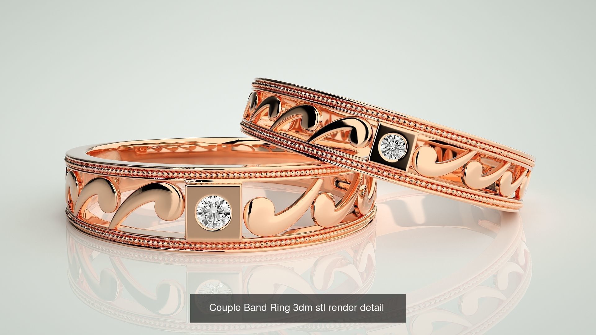 300 Couple Band Ring 3dm stl render detail Part-1 3D Model Collection_123