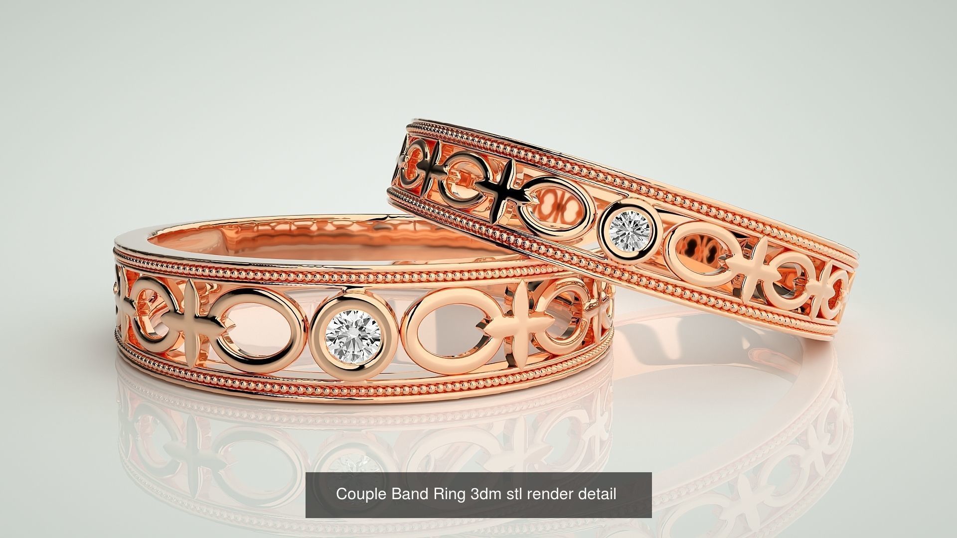 300 Couple Band Ring 3dm stl render detail Part-1 3D Model Collection_122