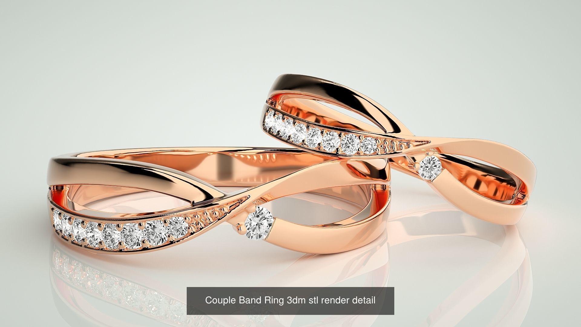300 Couple Band Ring 3dm stl render detail Part-1 3D Model Collection_46