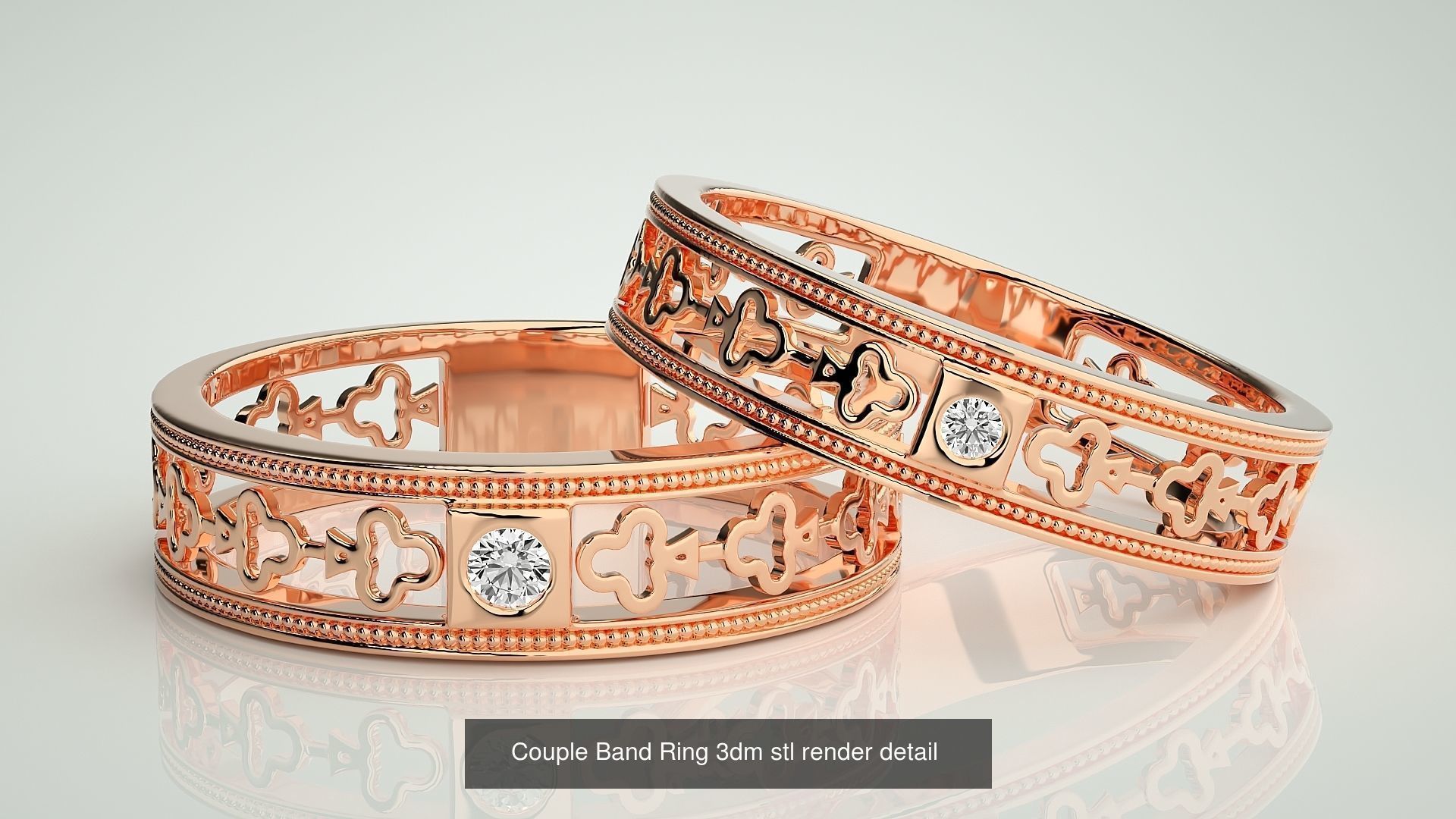 300 Couple Band Ring 3dm stl render detail Part-1 3D Model Collection_111