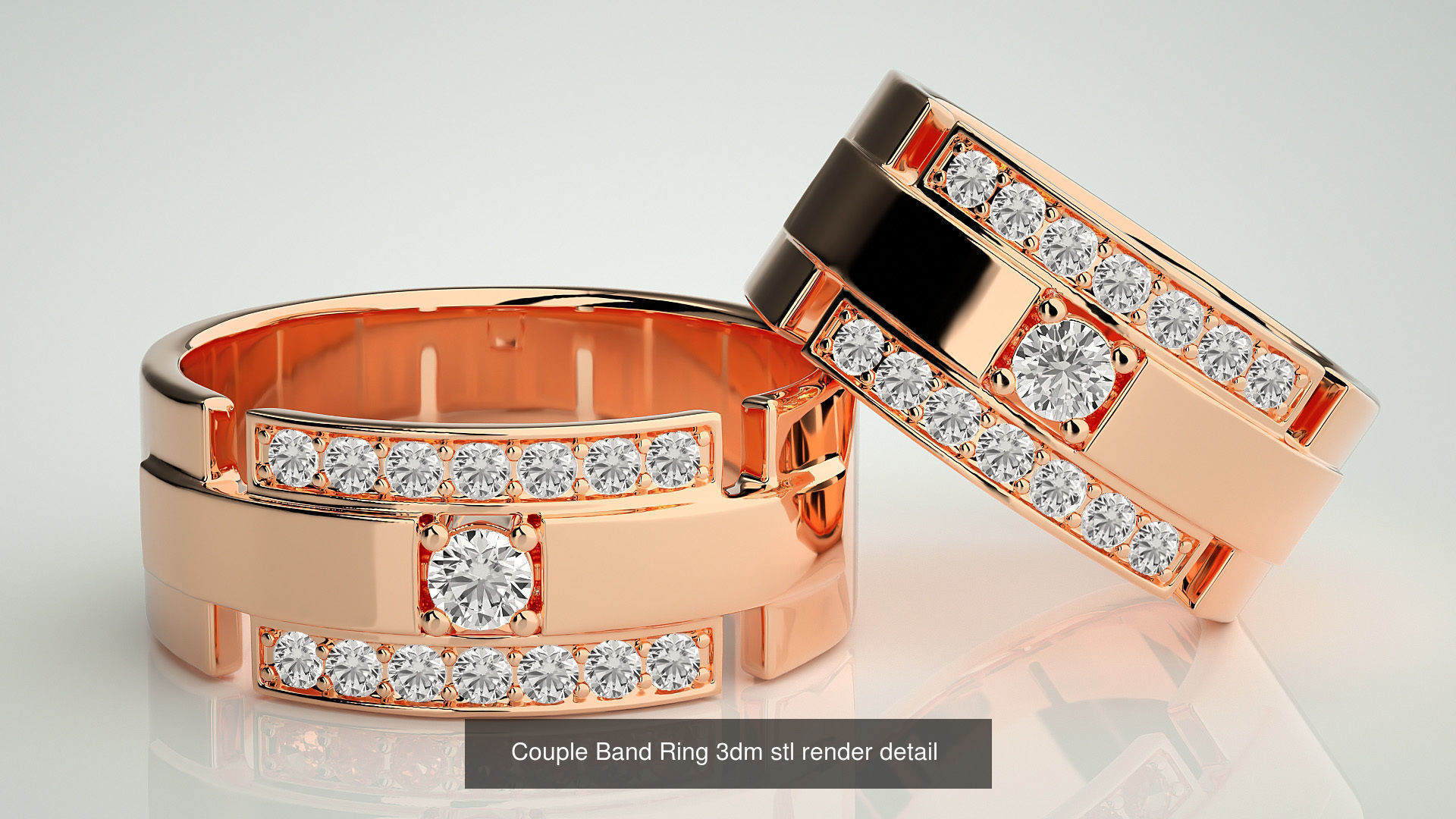 300 Couple Band Ring 3dm stl render detail Part-1 3D Model Collection_144