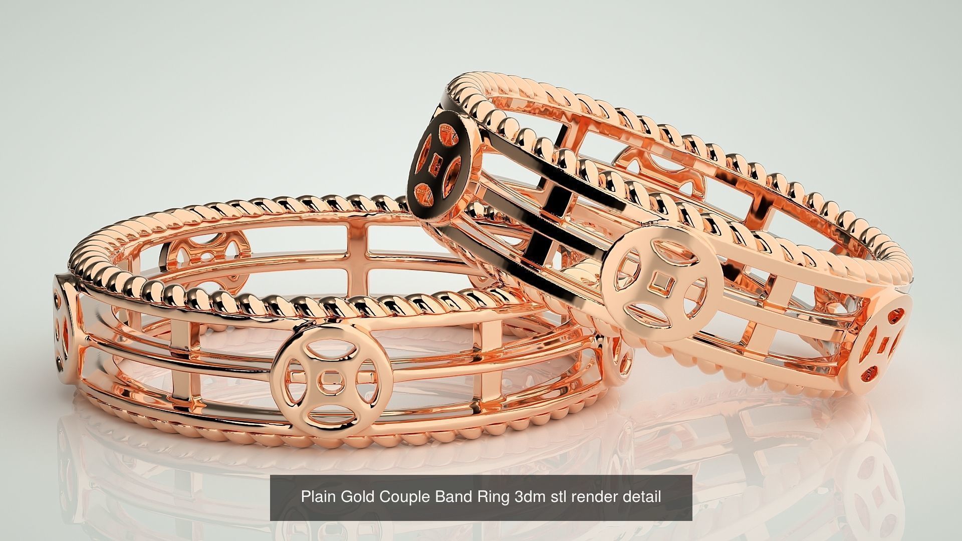 300 Couple Band Ring 3dm stl render detail Part-1 3D Model Collection_75