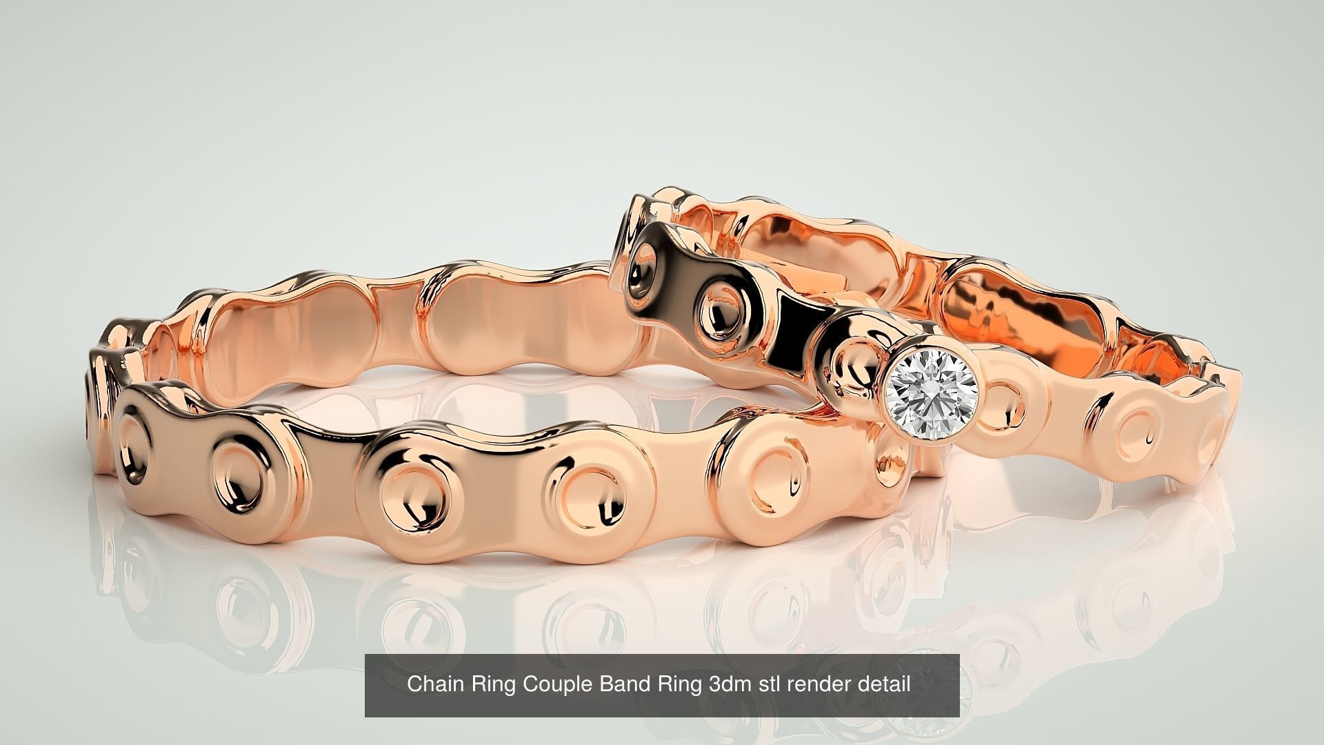 300 Couple Band Ring 3dm stl render detail Part-1 3D Model Collection_186