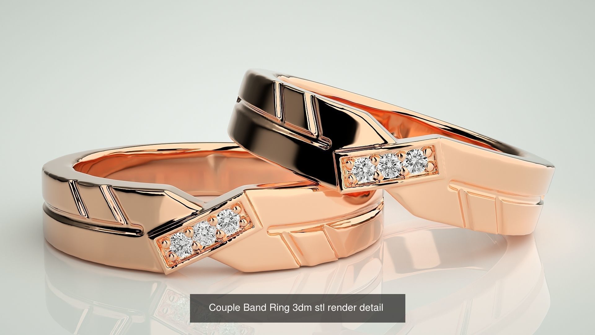 300 Couple Band Ring 3dm stl render detail Part-1 3D Model Collection_142