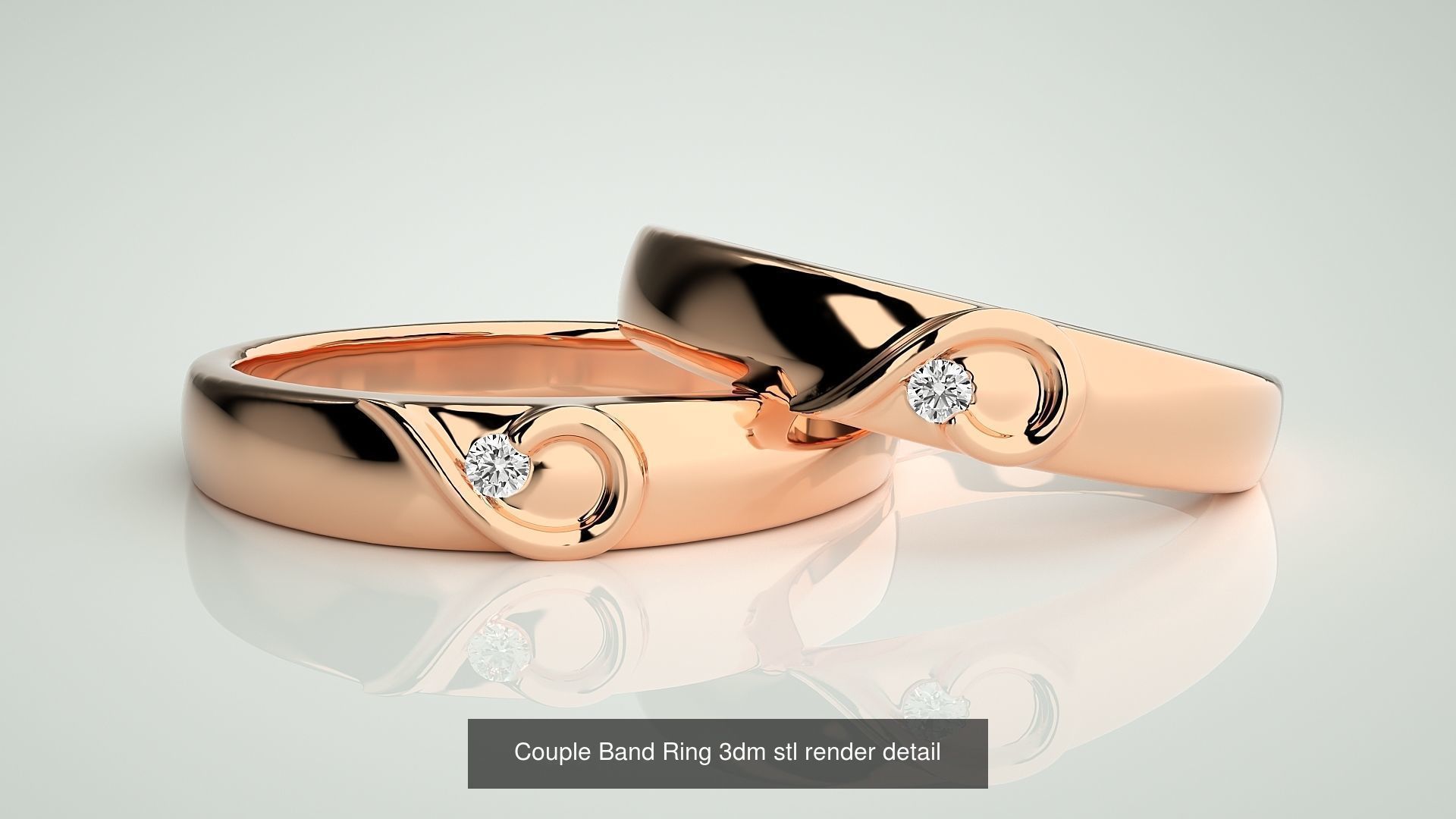 300 Couple Band Ring 3dm stl render detail Part-1 3D Model Collection_192