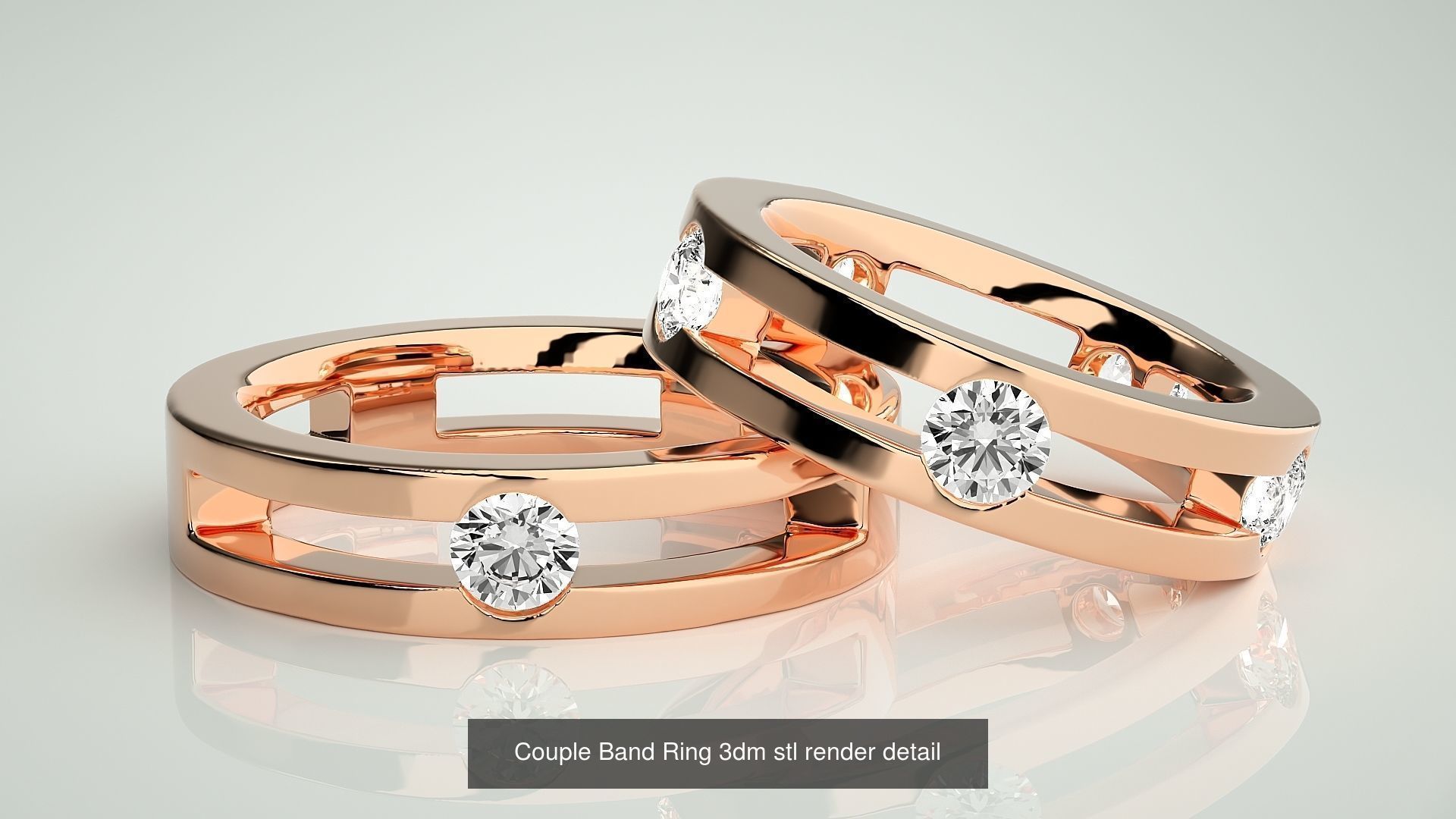 300 Couple Band Ring 3dm stl render detail Part-1 3D Model Collection_171