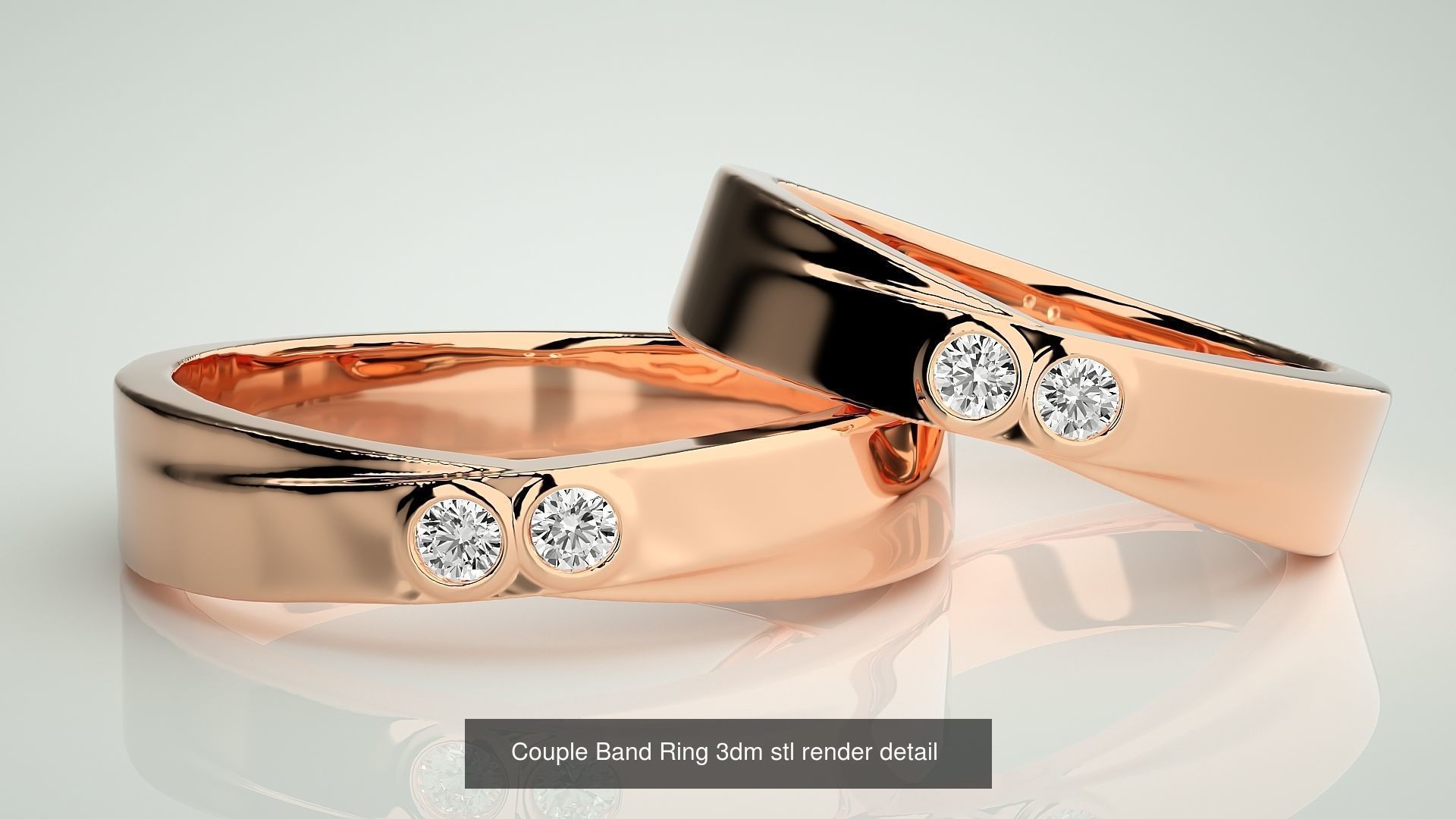 300 Couple Band Ring 3dm stl render detail Part-1 3D Model Collection_80